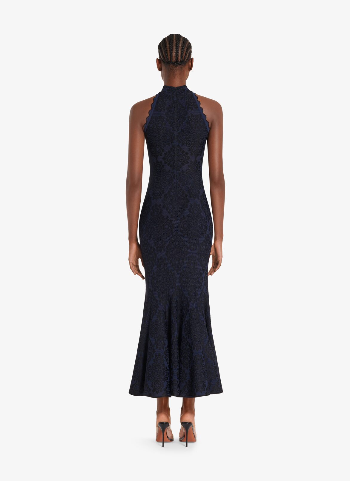 Lingerie long dress ALAÏA MARINE/BLACK LINGERIE LONG DRESS